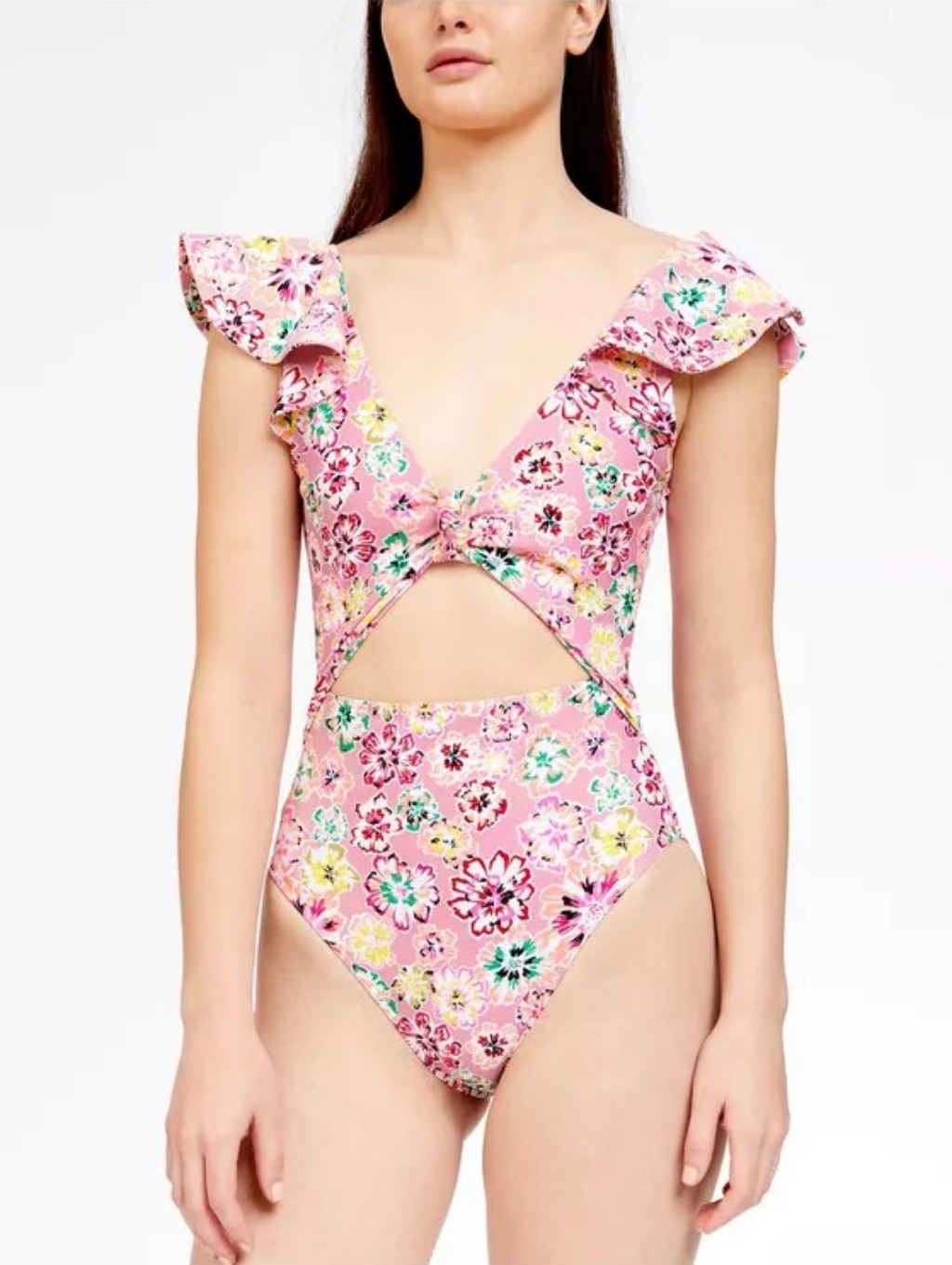 Tanya Taylor Coraline Pink Floral Knot One Piece Swimsuit Womens Size Small